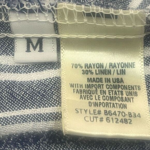 Cloth & Stone Linen Rayon Blue & White Striped Strapless Removable Belt Jumper S - Picture 6 of 9